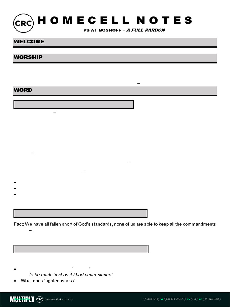 Homecell Notes: Full Pardon Discussion | PDF | Forgiveness | Salvation