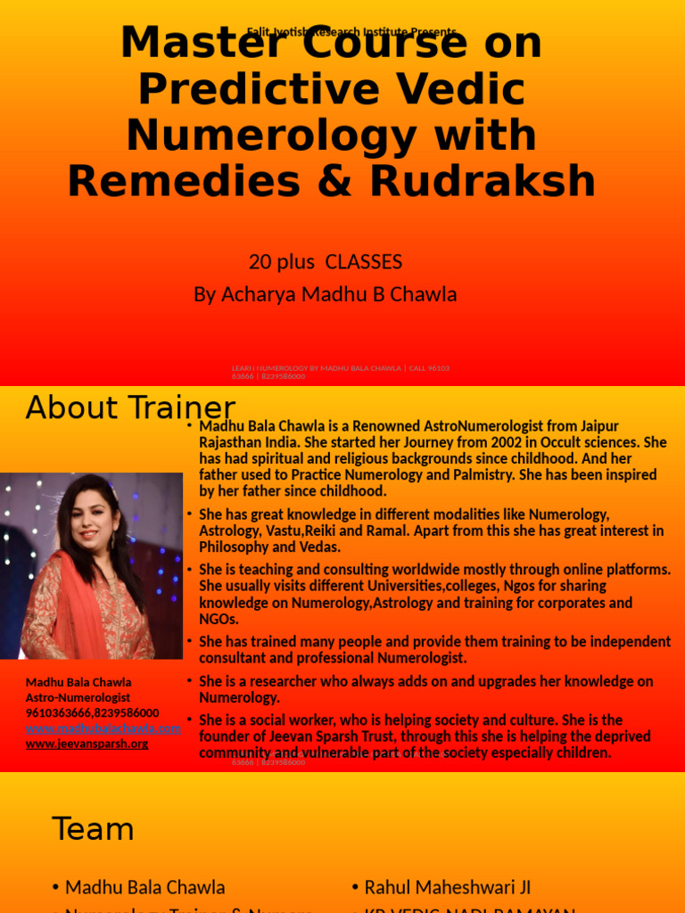 Vedic Numerology Master Course Details | PDF | Hindu Astrology | Divination