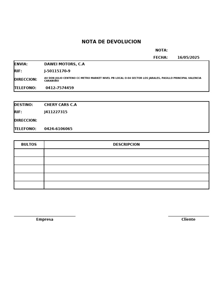 Orden de Devolucion Dawei. | PDF