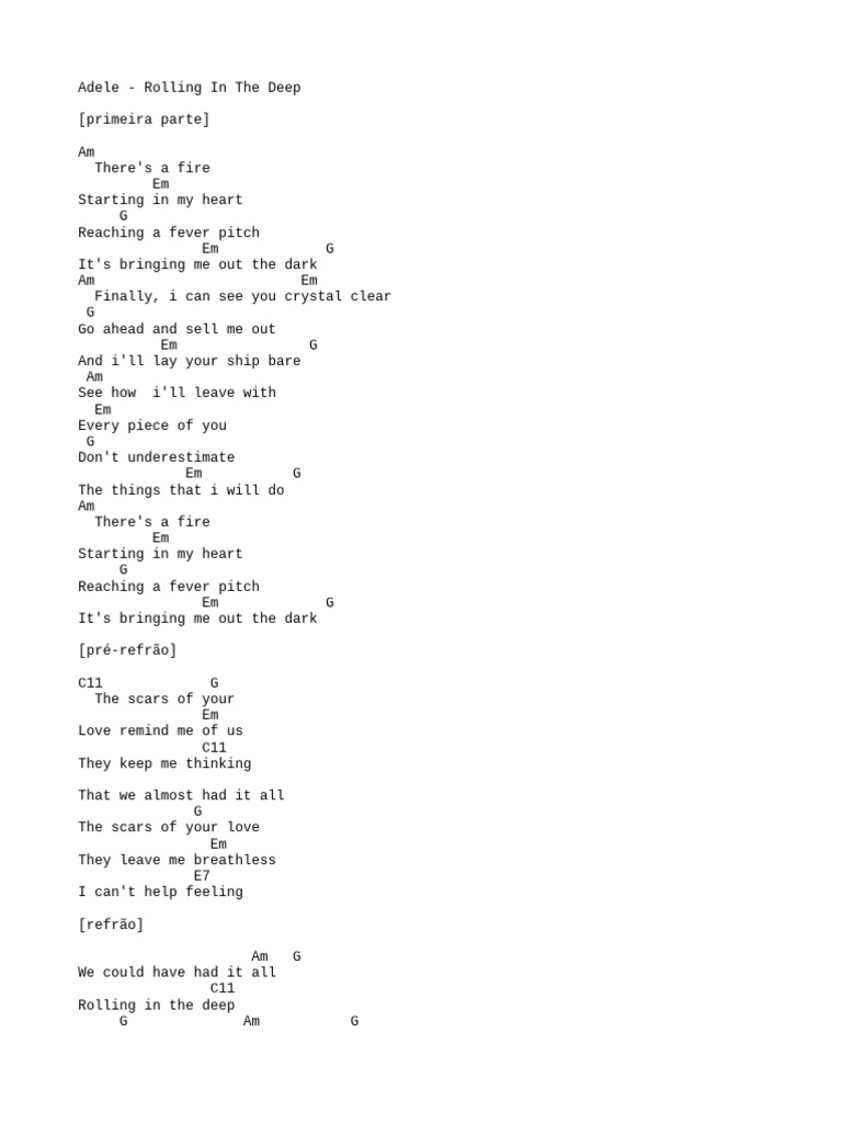Adele: Rolling in the Deep Lyrics | PDF | Adele