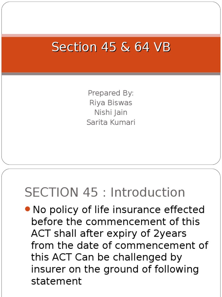 Section 45 & 64 VB of Insurance Act | PDF | Insurance Policy | Insurance