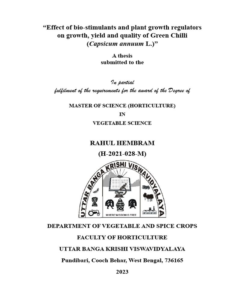 Bio-Stimulants in Green Chilli Cultivation | PDF | Plant Hormone | Botany