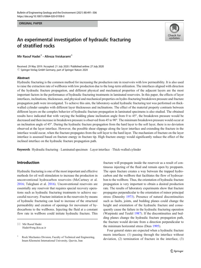 Hydraulic Fracturing in Stratified Rocks | PDF | Fracture | Strength Of ...