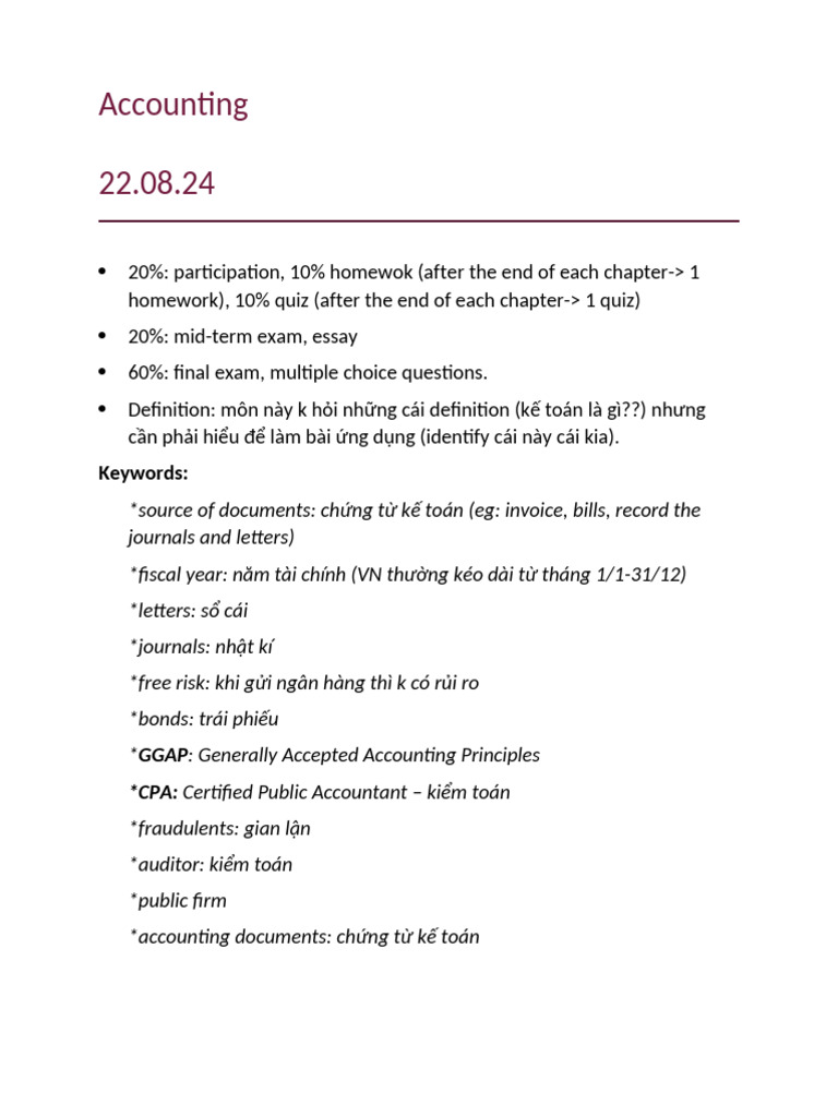 Notes Accounting | PDF