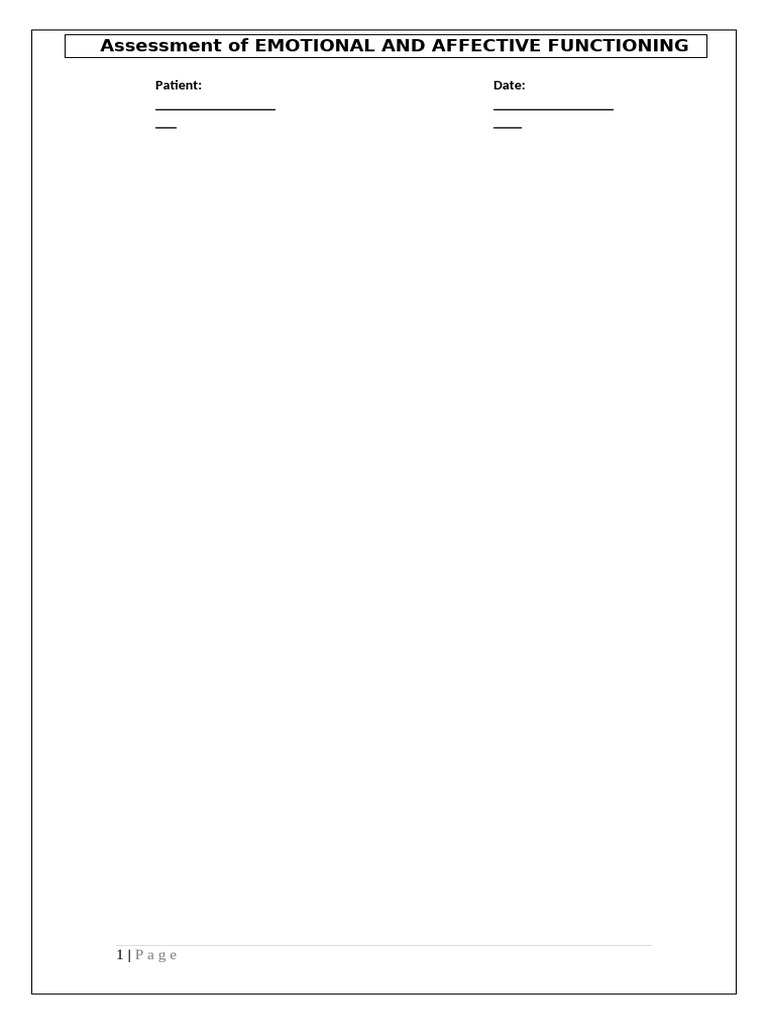 Emotional and Affective Functioning Assessment | PDF | Emotions | Mind