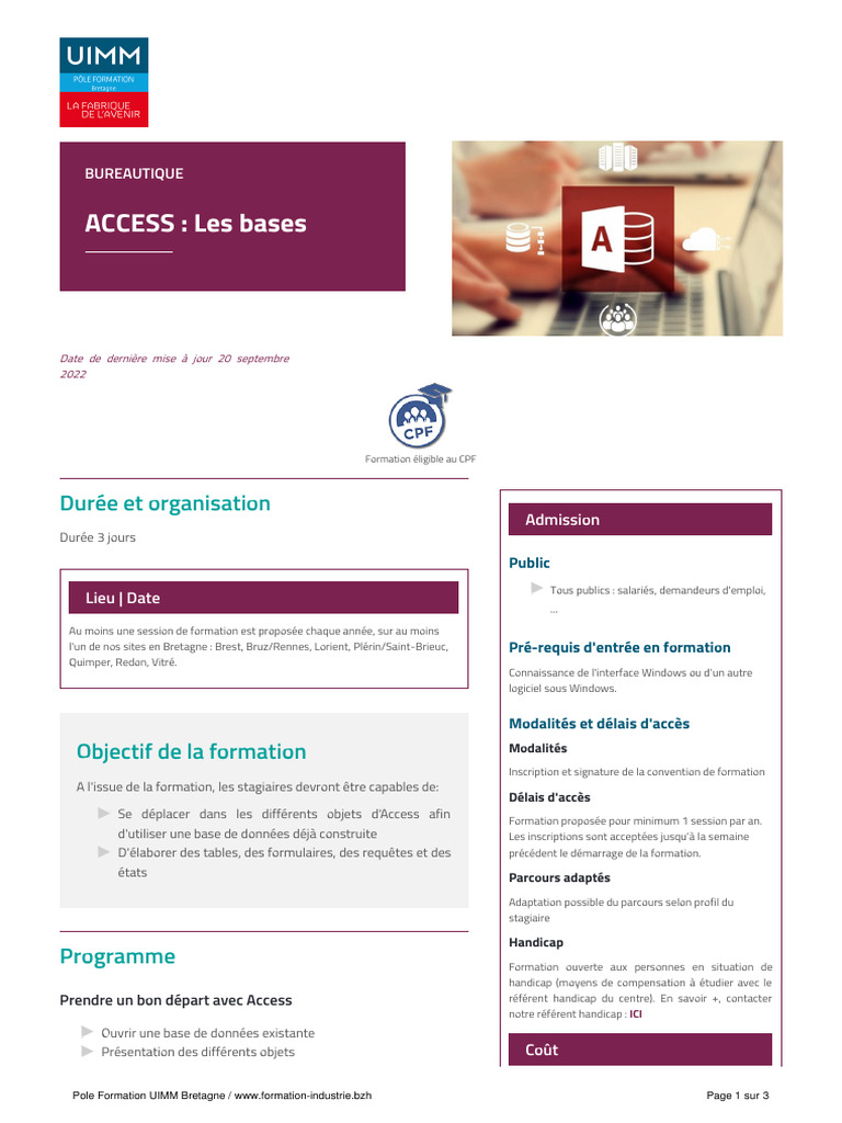 Formation Access : Bases en 3 jours | PDF | Informatique