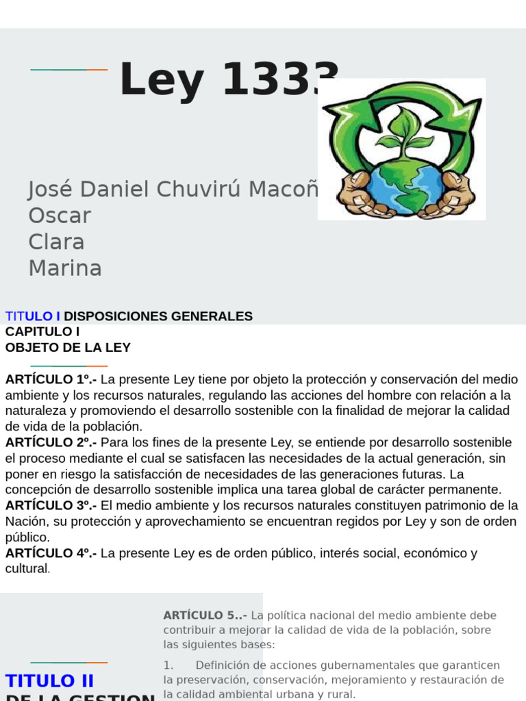 Objetivo y beneficios de la Ley 1333 | PDF | Los bosques | Sustentabilidad