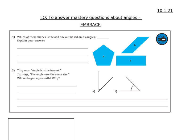 Mastery Questions on Angles | PDF
