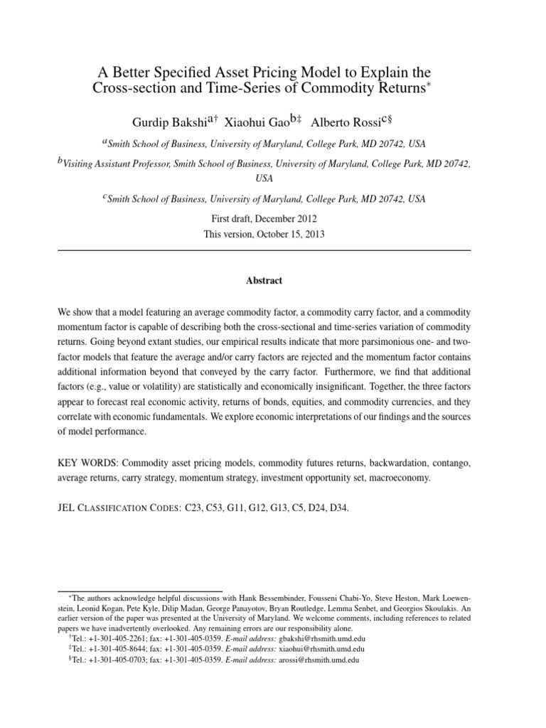 A Better Specified Asset Pricing Model To Explain The | PDF | P Value ...