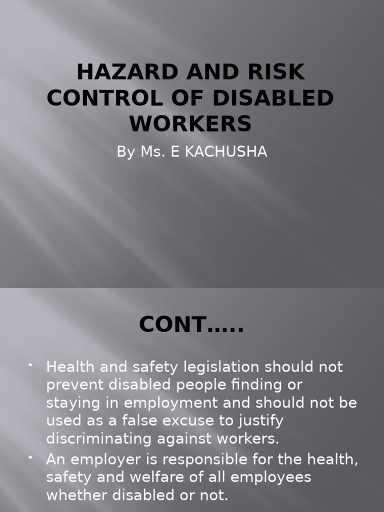 Hazard Control for Disabled Workers | PDF | Fires | Traffic Collision