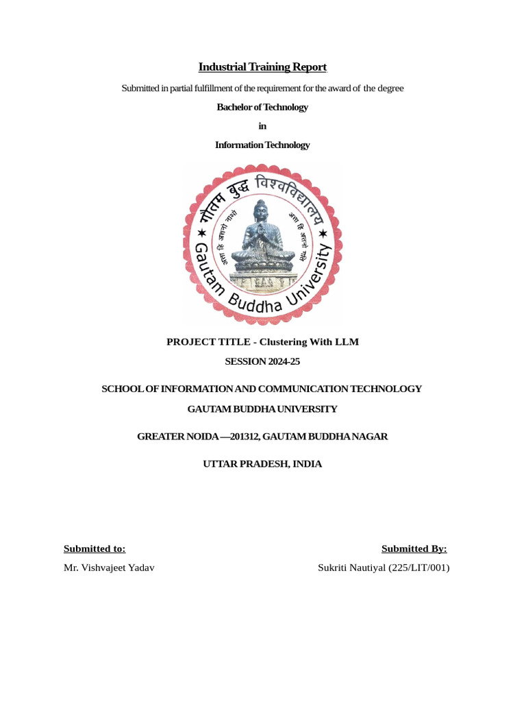Industrial Training Report | PDF | Cluster Analysis | Data Science