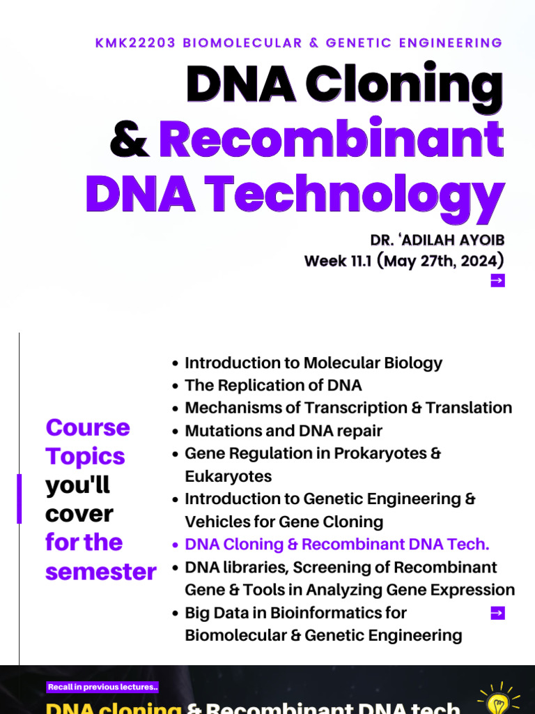 DNA Cloning and Recombinant Techniques | PDF | Molecular Cloning ...
