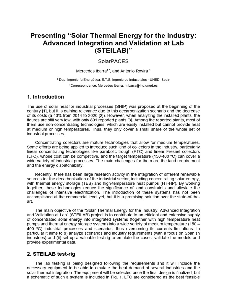 Presenting "Solar Thermal Energy For The Industry: Advanced Integration ...