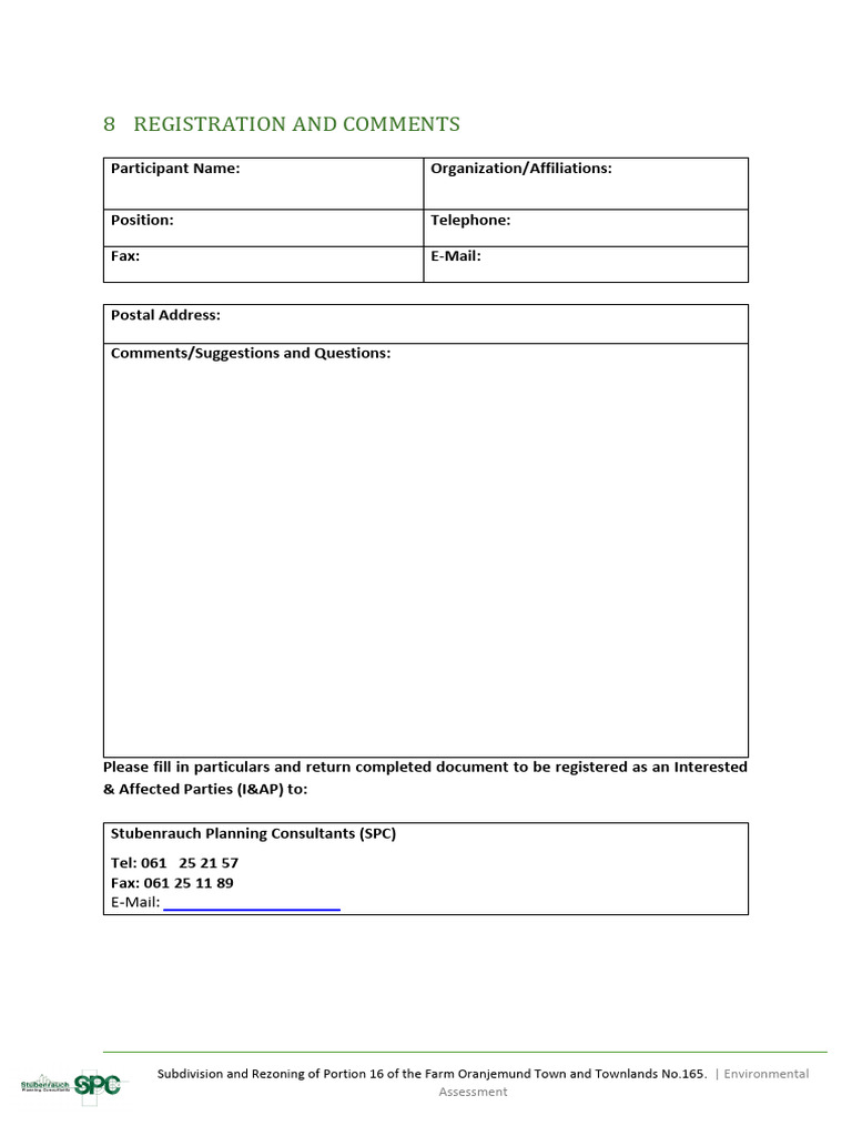 8 Registration and Comments: E-Mail | PDF