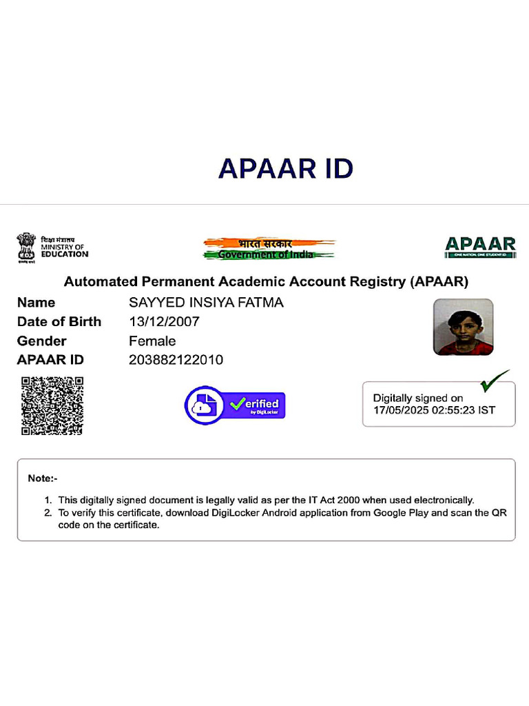 Apaar Id | PDF