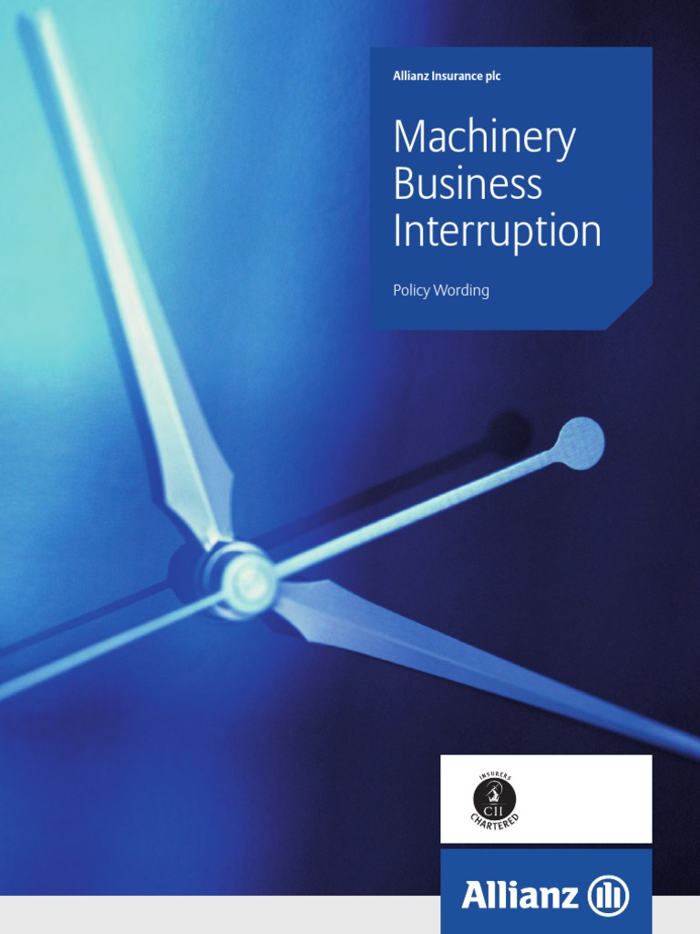 Machinery Business Interruption Policy Wording PDF Insurance Revenue