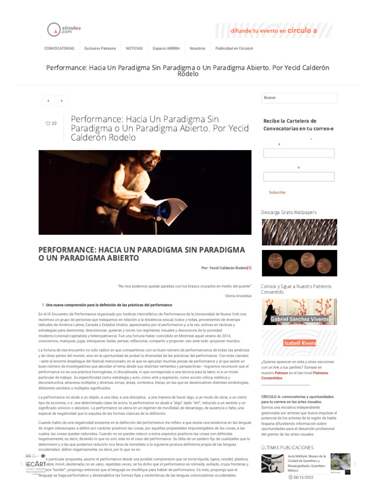 Performance - Hacia Un Paradigma Sin Paradigma o Un Paradigma Abierto ...