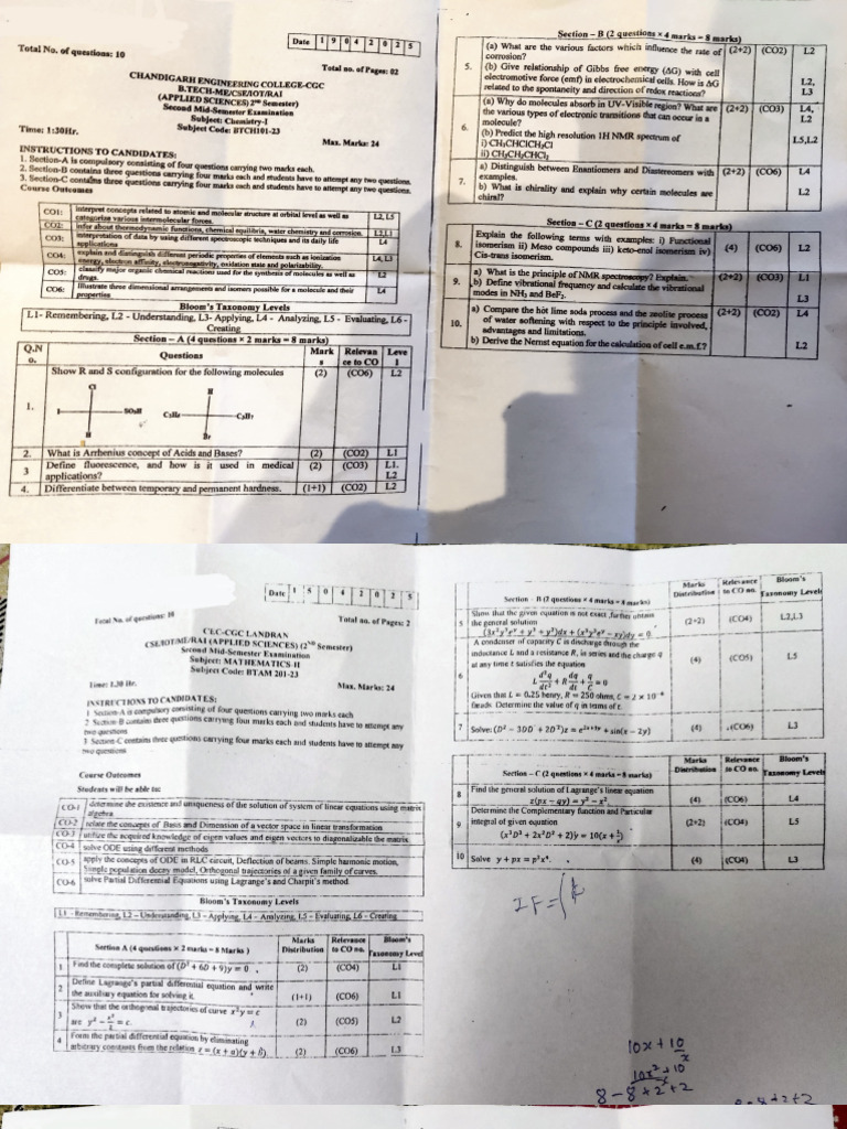 2nd Sem Mst-2 Cse Cec 2025 | PDF | Ordinary Differential Equation ...