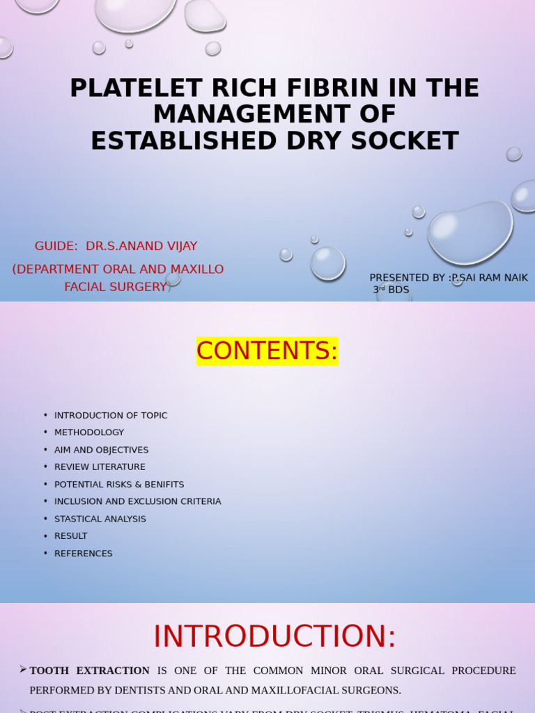 Platelet Rich Fibrin in The Management of Established | PDF | Medical ...