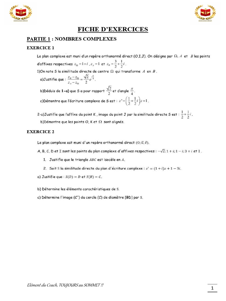 Exercices sur Nombres Complexes et Statistiques | PDF