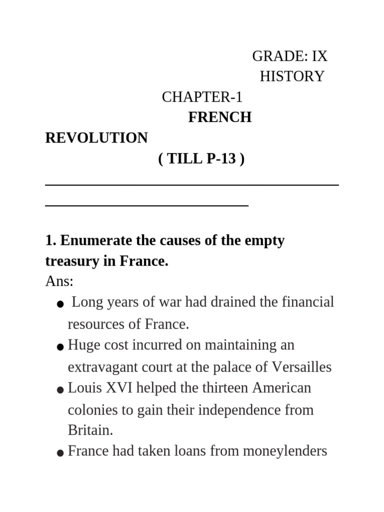 Gr 9 Notes French Revolution Pdf Taxes France