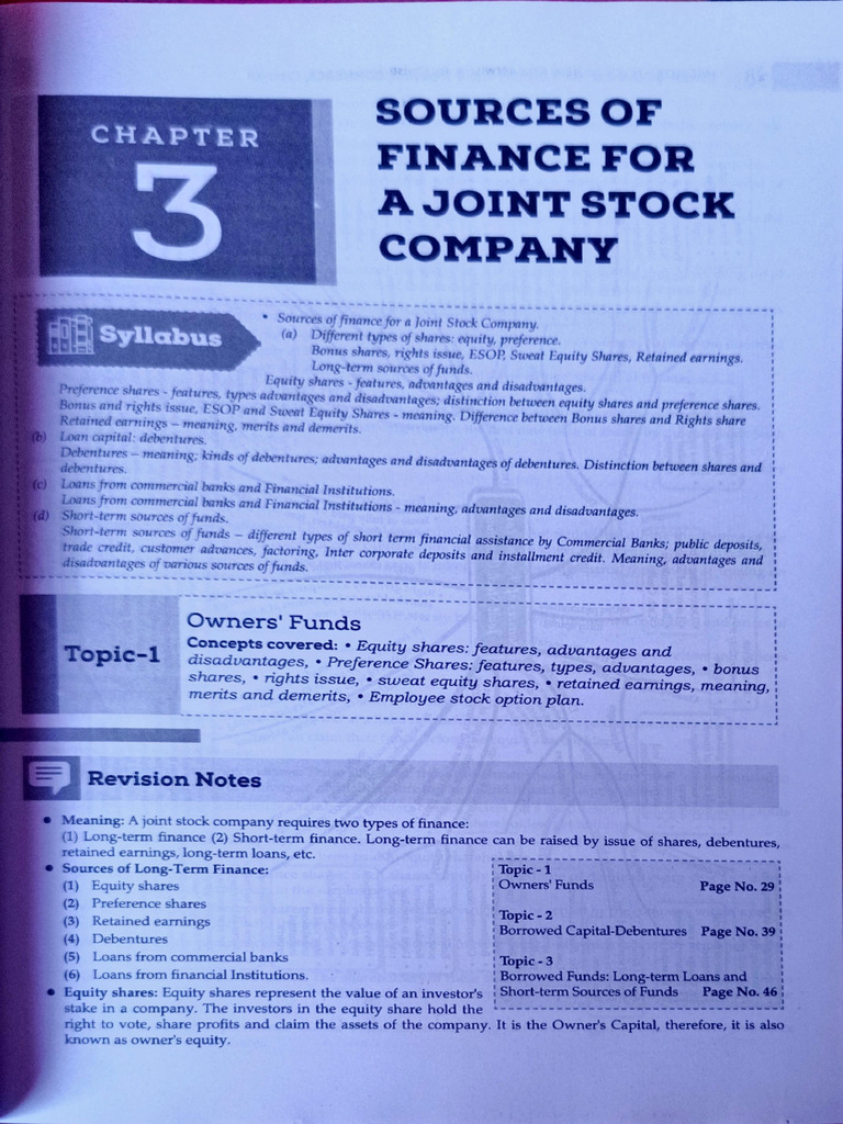 CH 3 Sources of Fin Notes &Q Ans | PDF