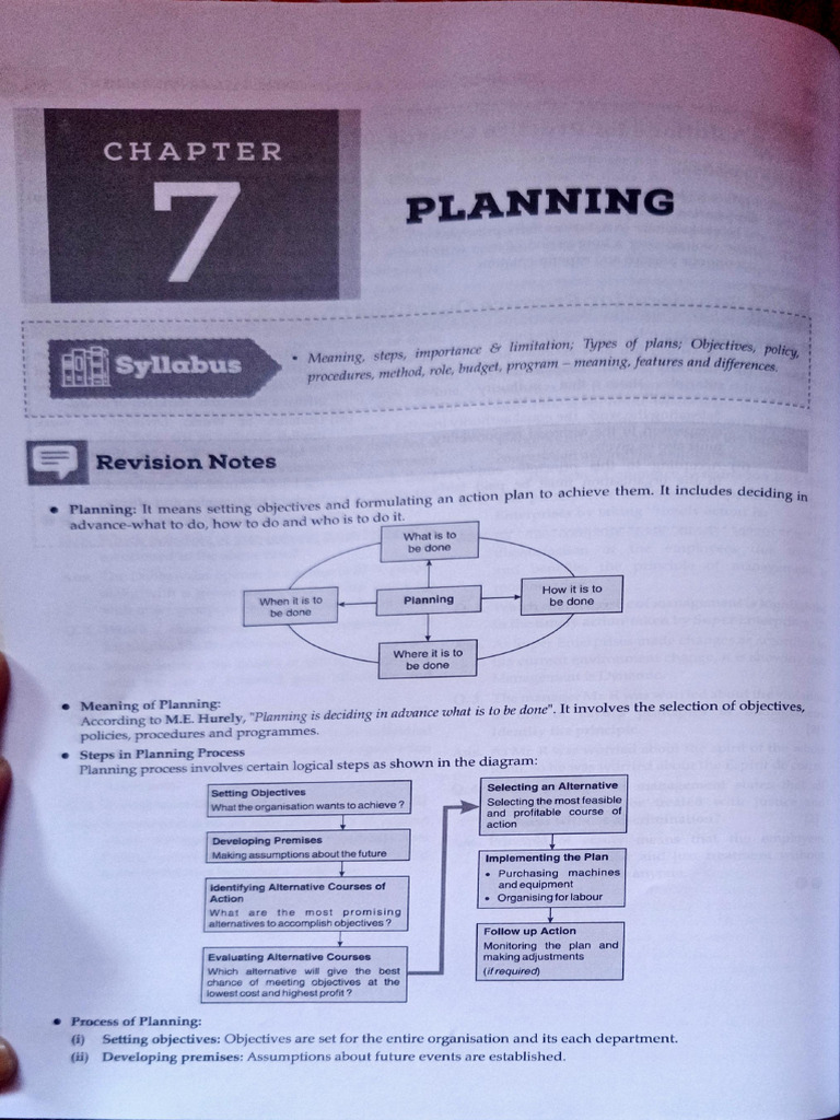 CH 7 Planning Notes &Q and Ans | PDF