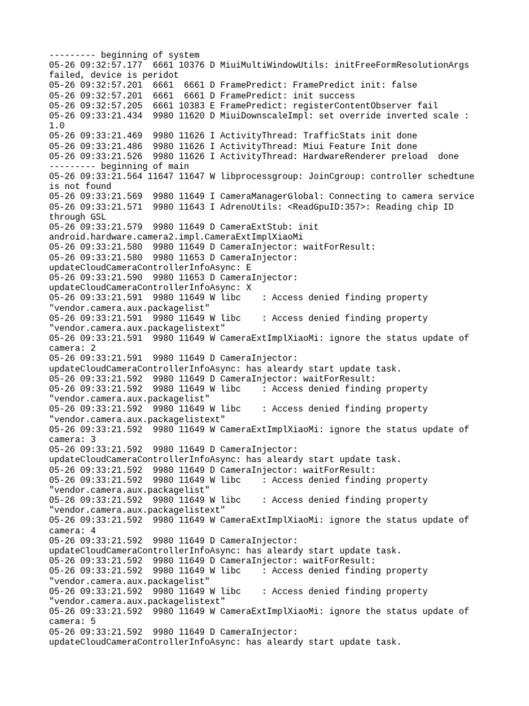 Camera Service Initialization Logs | PDF | Computer Architecture ...