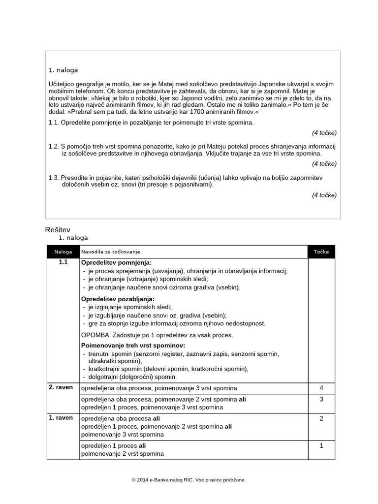 Spoznavni Procesi (ZUM) - Vaje | PDF