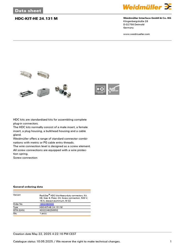 HDC-KIT-HE 24.131 M en | PDF | Electricity | Manufactured Goods