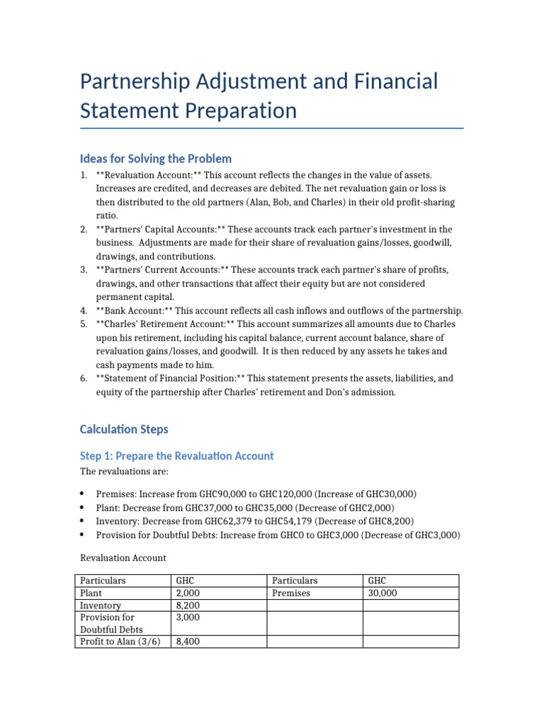 Partnership Financial Adjustments Guide | PDF