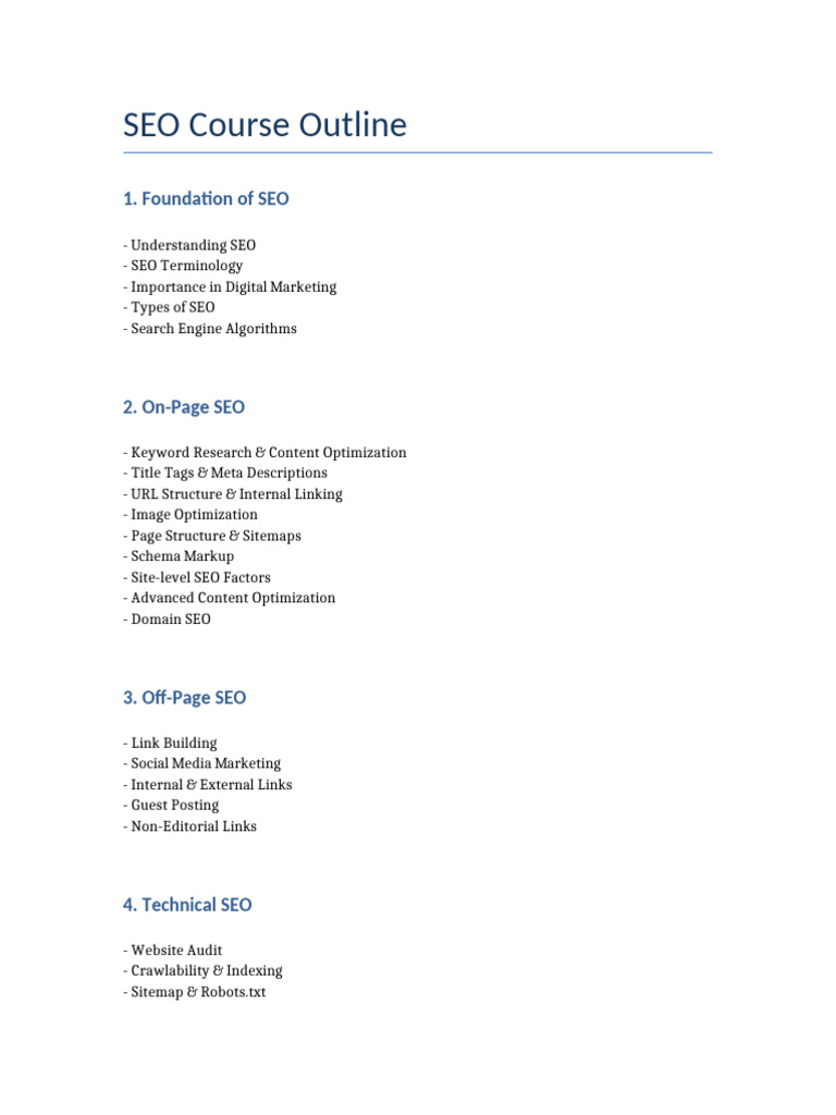 SEO Course Outline | PDF