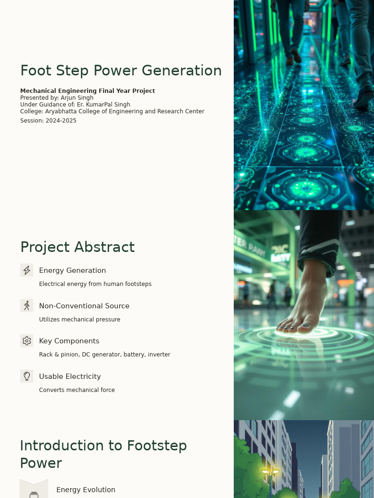 Footstep Power Generation System Overview | PDF | Electricity ...