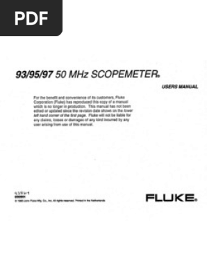 Fluke 97 50 Mhz Scopemeter User Manual Fluke 97 50 Mhz Scopemeter User Manual