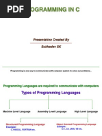 Programming in C: Presentation Created by Sukhadev SK