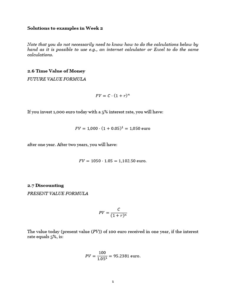 Financial Calculations: FV and PV Formulas | PDF | Present Value ...