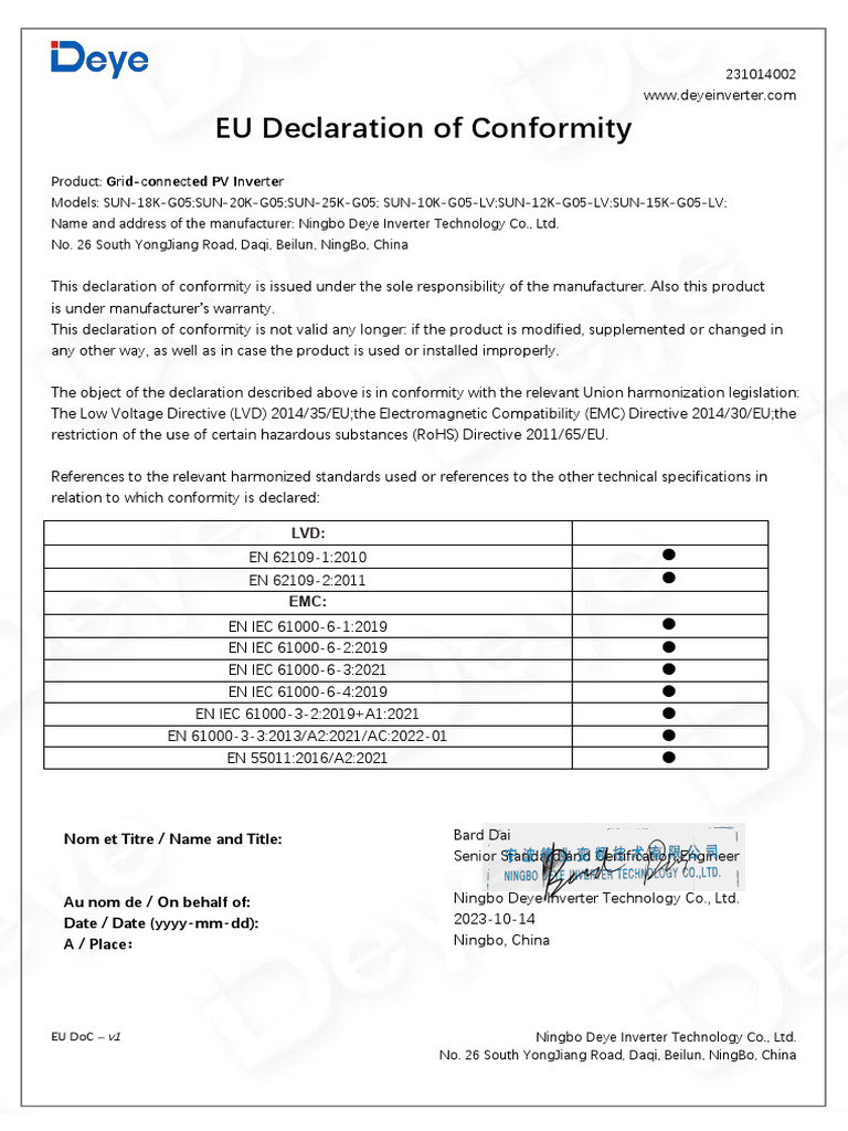 Eudeclaration Sun 18 25k G05+sun 10 15k g05 lv+231014002 | PDF | Power ...