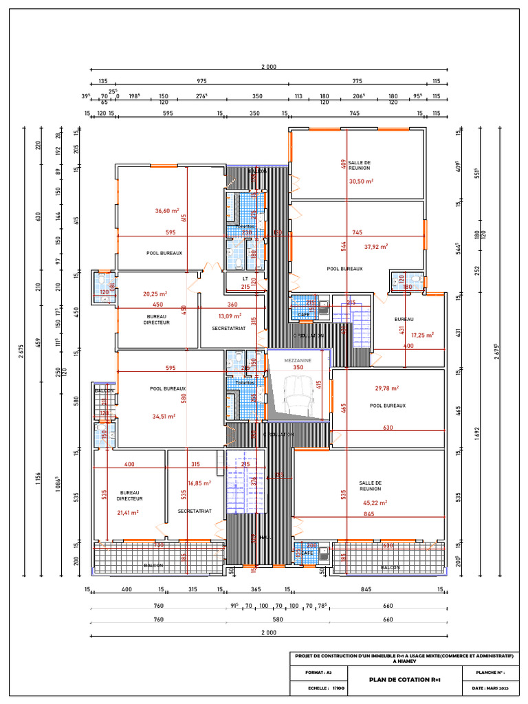 Plan de cotation R+1 à Niamey | PDF