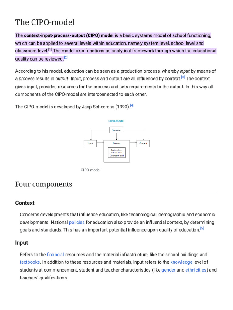 Understanding the CIPO Model in Education | PDF | Factors Of Production ...