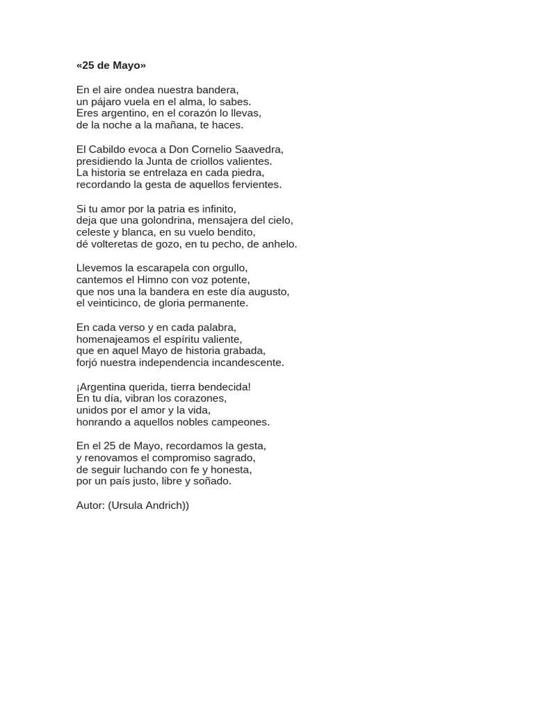 Poesía sobre el 25 de Mayo en Argentina | PDF