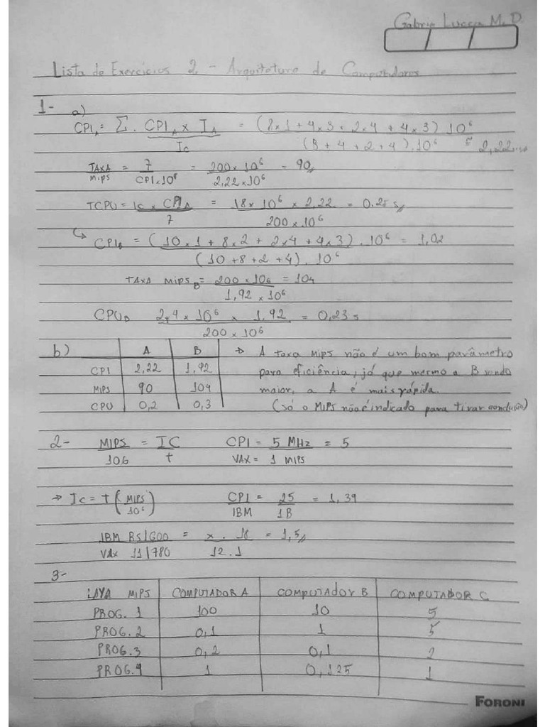 Lista de Exercícios II | PDF