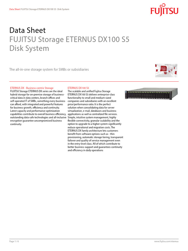 Fujitsu ETERNUS DX100 S5 Overview | PDF | Solid State Drive | Hyper V