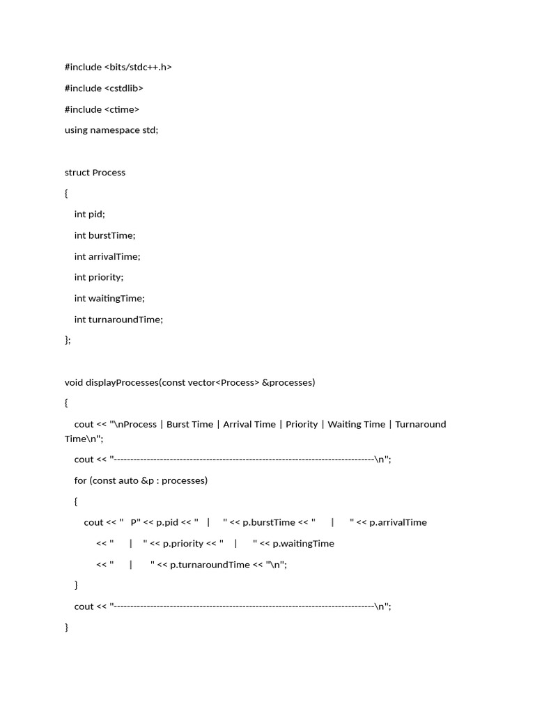 Process Scheduling Algorithms Overview | PDF | Computer Programming | C++