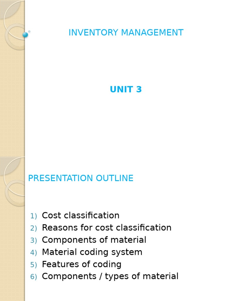 Unit 03 (Inventory Management) | PDF | Inventory | Logistics