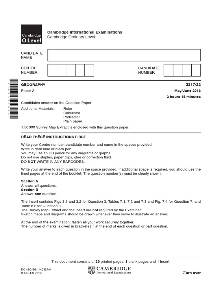 Cambridge Geography O Level Exam Paper | PDF | Plate Tectonics