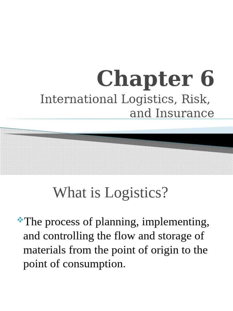 66d726eb1dd9a8168d268625 CHAP6 | PDF | Logistics | Insurance