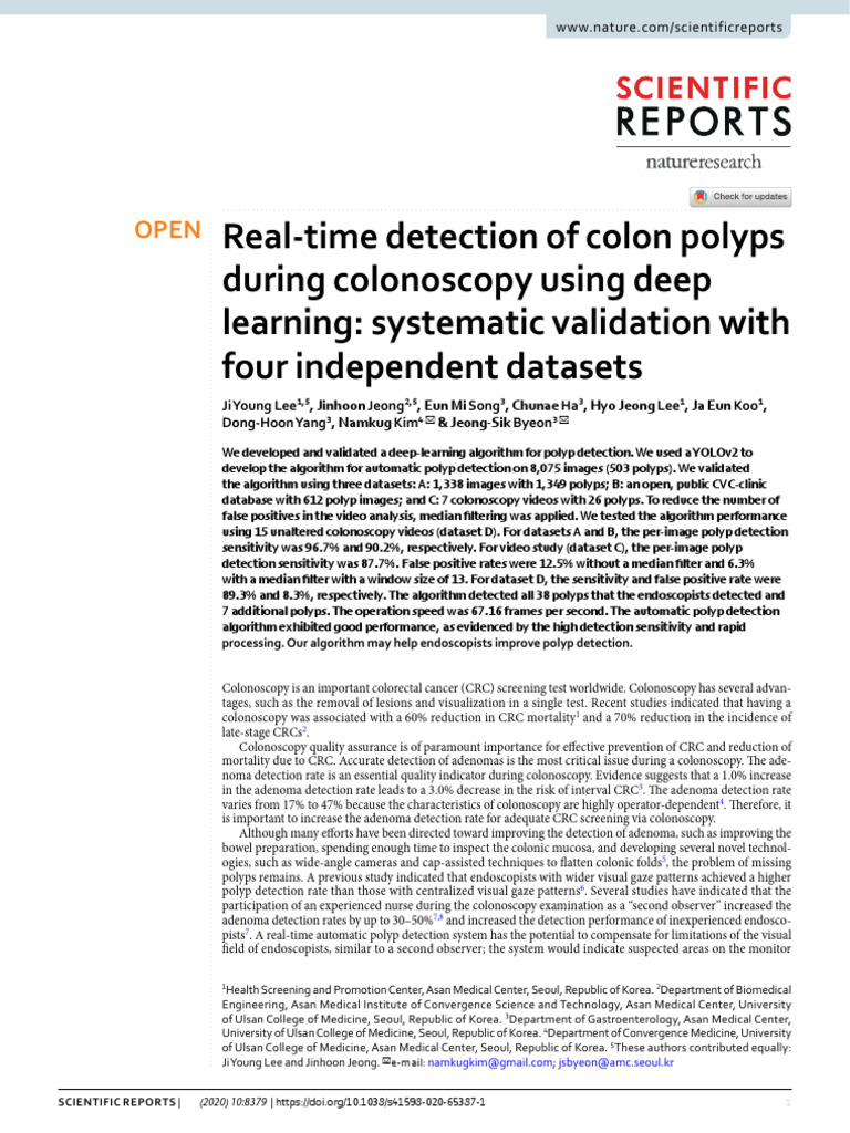 Deep Learning for Real-Time Polyp Detection | PDF | Colonoscopy ...