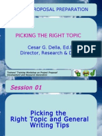 Picking The Right Topic: Project Proposal Preparation