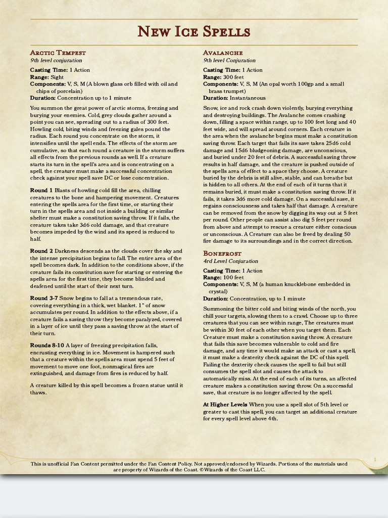 New Ice Spells for Conjuration Magic | PDF | Ice | Snow