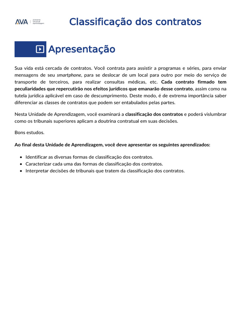 Classificação dos Contratos Jurídicos | PDF | Empréstimos | Direito ...